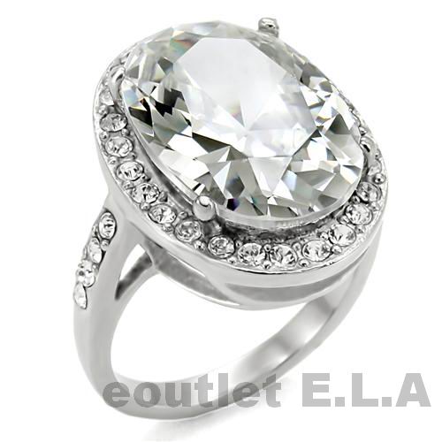 15.68CT CZ CLUSTER STAINLESS STEEL RING-4 sizes